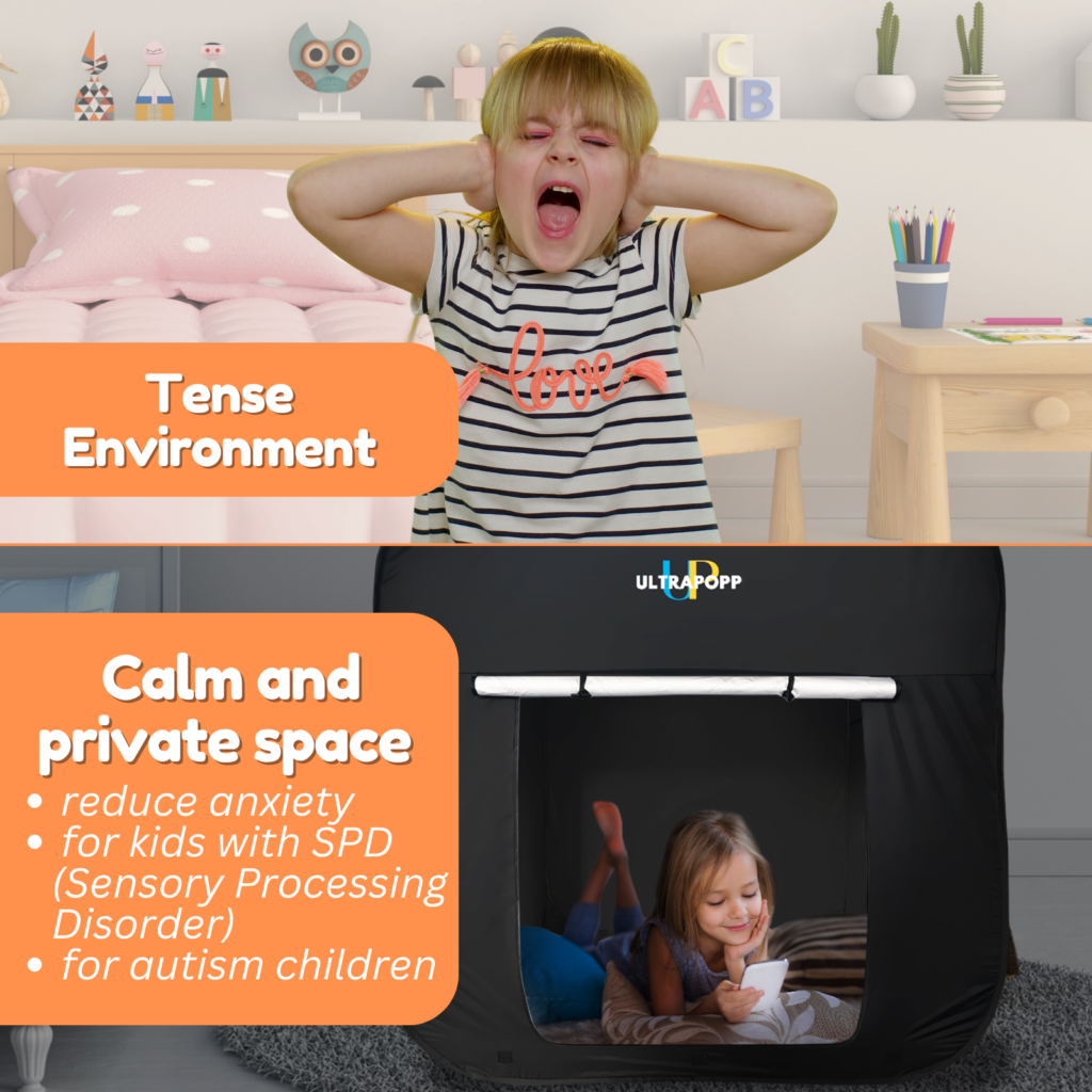 Pop-Up Sensory Tent For Kids – Instant Blackout Calm Down Space For Autism, ADHD, Anxiety Relief (Fits 1 Child)