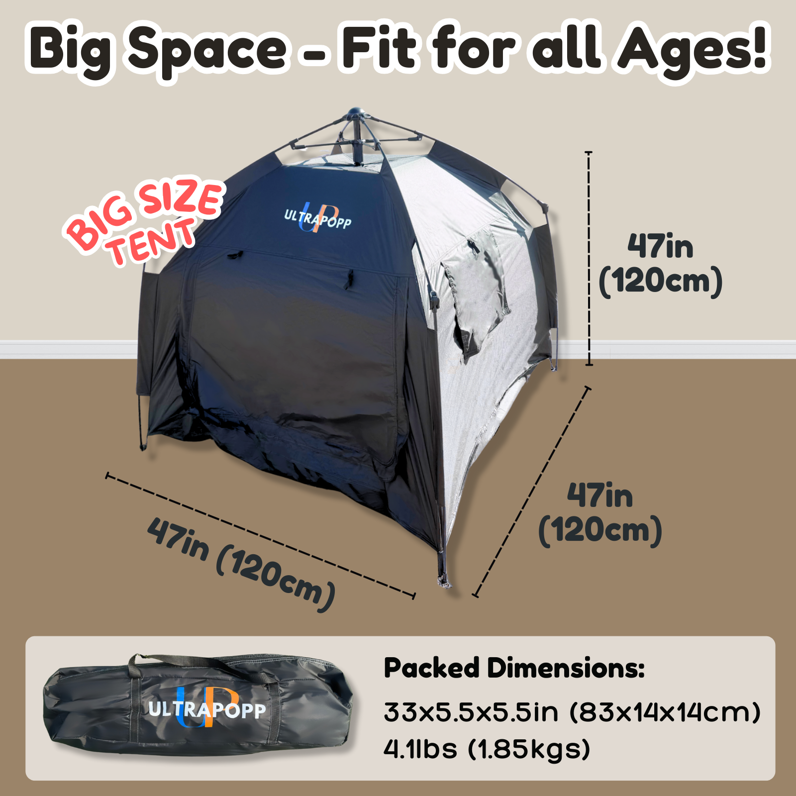 ULTRAPOPP Sensory Tent for Kids, Easy Setup Blackout Play Tent for Autism ADHD SPD OCD, 47x47x47 in - Image 4