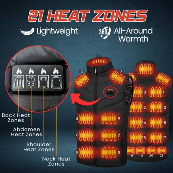 ULTRAPOPP Heated Vest with 20000mAh Rechargeable Battery Pack, 3 Heat Levels, 21 Heating Zones - Image 3