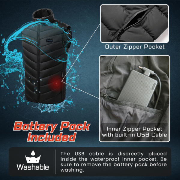 ULTRAPOPP Heated Vest with 20000mAh Rechargeable Battery Pack, 3 Heat Levels, 21 Heating Zones - Image 4